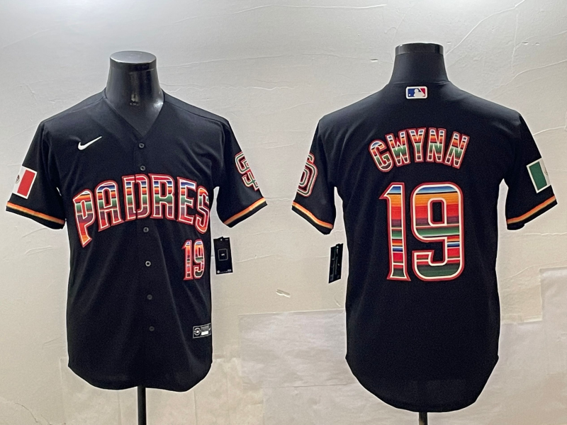 Men's San Diego Padres Tony Gwynn #19 Black Game Player jersey