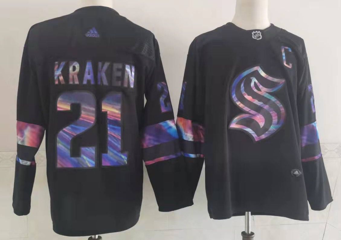 Men's Seattle Kraken Kraken #21 Black Game jersey