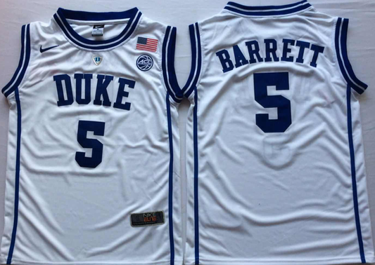Men's Duke Blue Devils RJ Barrett #5 White Player Jersey