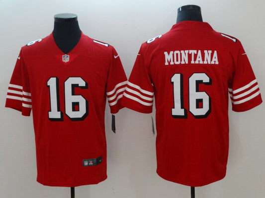 Men's San Francisco 49ers Joe Montana #16 Red Game Player jersey