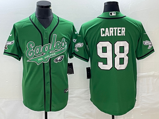 Men's Philadelphia Eagles Jalen Carter #98 Kelly Green Game jersey Joint Edition