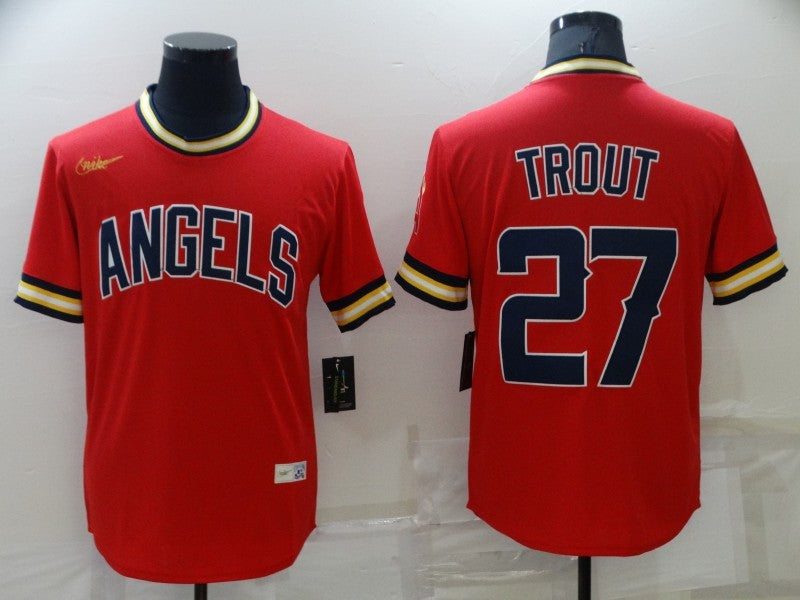 Men's Los Angeles Angels Mike Trout #27 Red Replica Player jersey