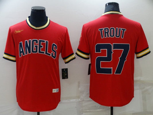 Men's Los Angeles Angels Mike Trout #27 Red Replica Player jersey
