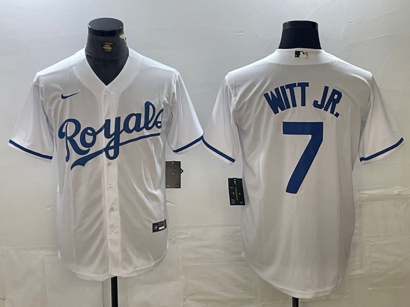Men's Kansas City Royals Bobby Witt Jr. #7 White Home Replica Player jersey