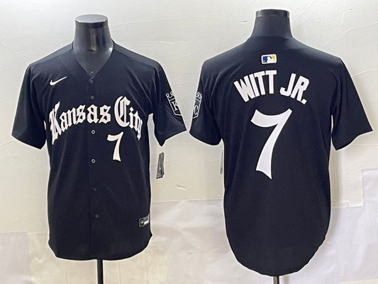 Men's Kansas City Royals Bobby Witt Jr. #7 Black Game Player Jersey