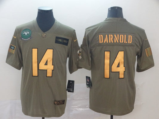 Men's New York Jets Sam Darnold #14 Brown Game jersey