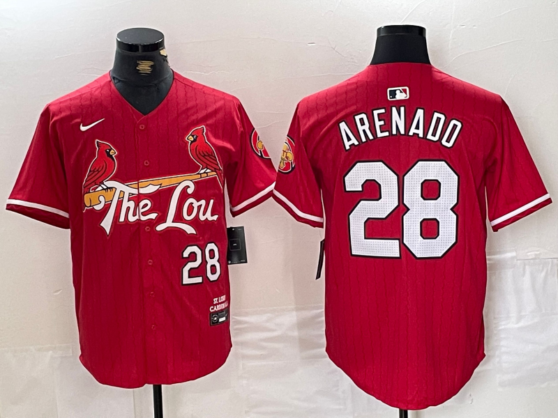 Men's St. Louis Cardinals Nolan Arenado #28 Red 2024 City Connect Limited Player jersey