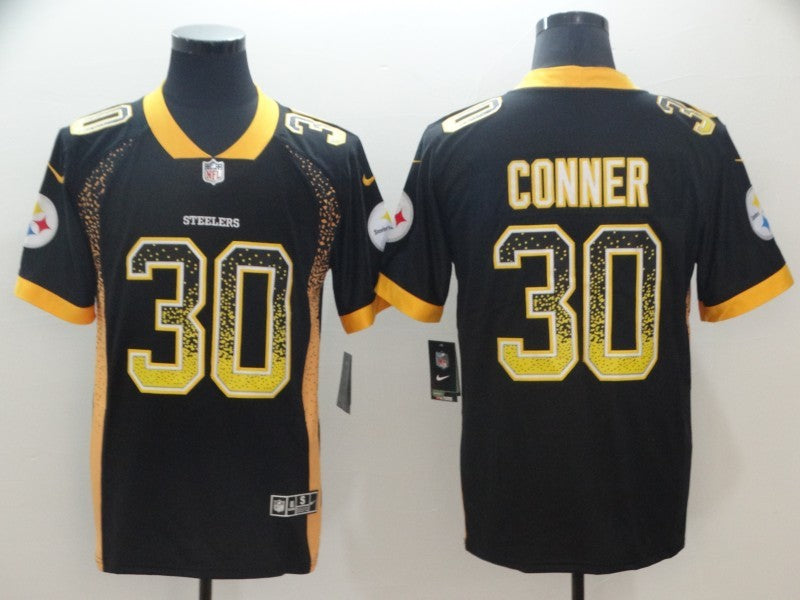 Men's Pittsburgh Steelers #30 James Conner Black Authentic Player jersey