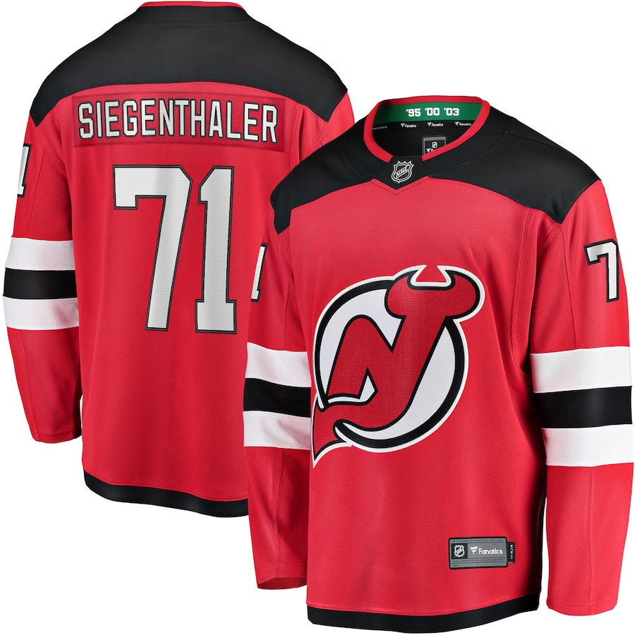 Men's New jersey Devils Jonas Siegenthaler #71 Red Player Game jersey