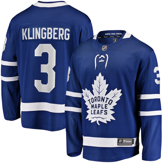 Men's Toronto Maple Leafs John Klingberg #3 Blue Player Game jersey