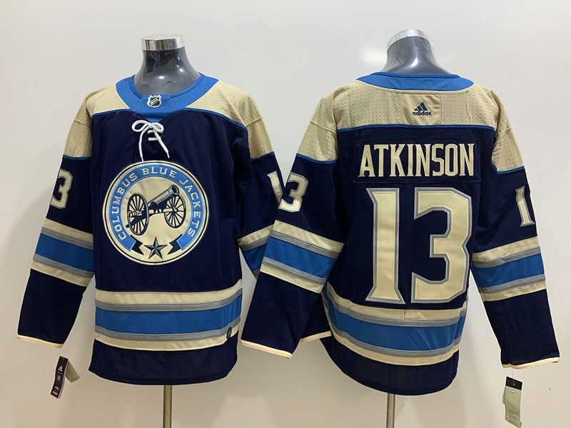 Men's Columbus Blue Jackets Cam Atkinson #13 Navy Breakaway Player jersey