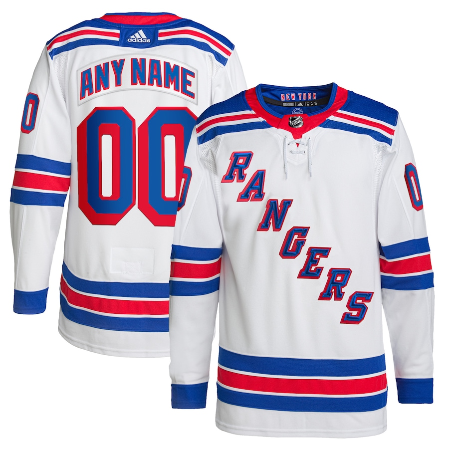 Men's New York Rangers White Custom Player Game jersey