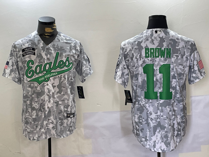Men's Philadelphia Eagles A.J. Brown #11 Arctic Camo 2024 Salute to Service Player jersey