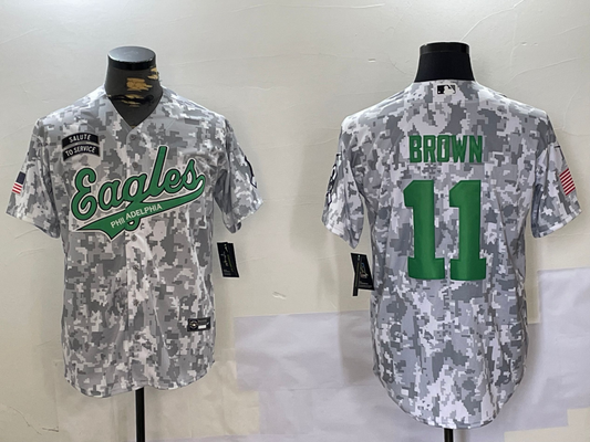 Men's Philadelphia Eagles A.J. Brown #11 Arctic Camo 2024 Salute to Service Player jersey