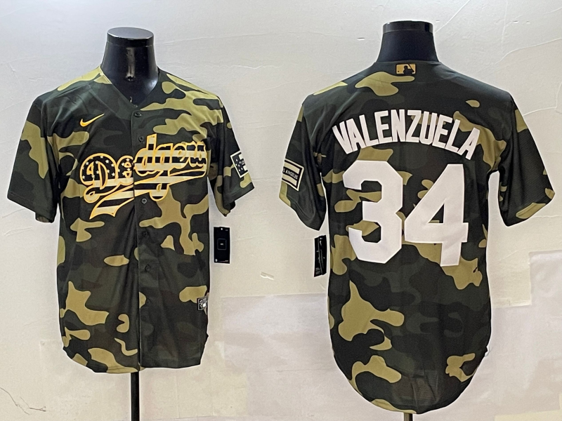 Men's Los Angeles Dodgers Fernando Valenzuela #34 Camouflage Game jersey