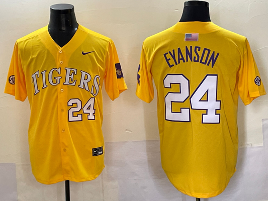 Men's LSU Tigers Anthony Eyanson #24 Yellow Replica Player Jersey