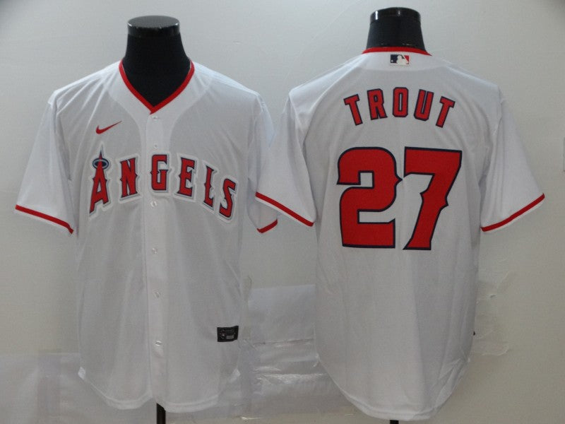 Men's Los Angeles Angels Mike Trout #27 MLB White Sewn Baseball jersey