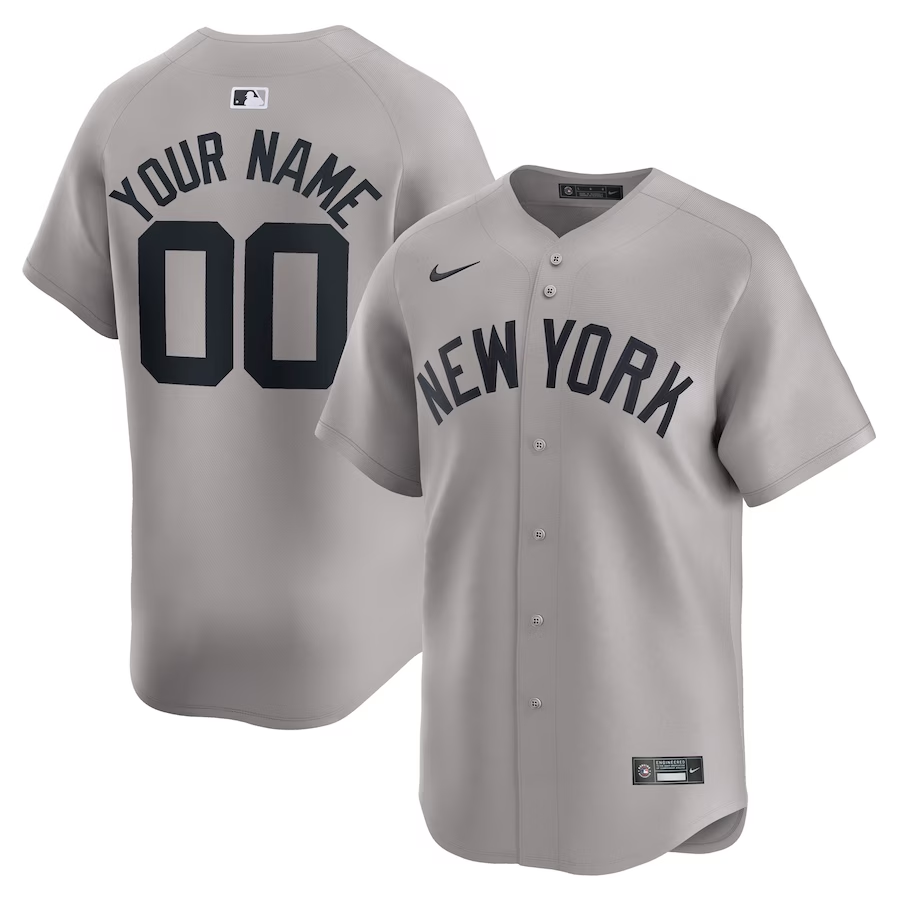 Men's New York Yankees Gray Away Limited Custom jersey