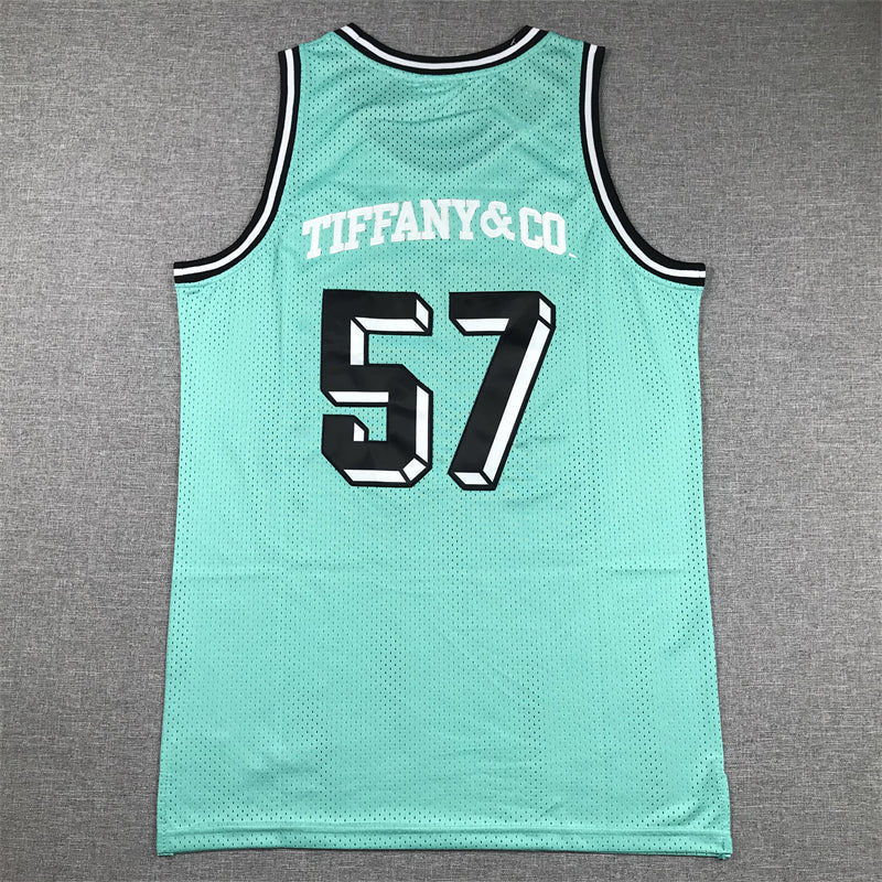 Men's Tiffany & Co #57 Mitchell & Ness Teal Basketball Jersey