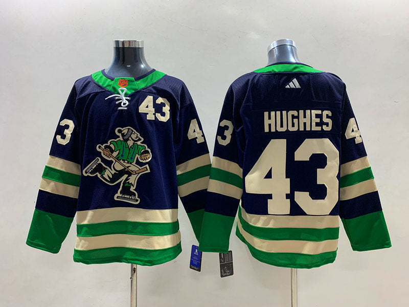 Men's Vancouver Canucks Quinn Hughes #43 Blue Breakaway Player jersey