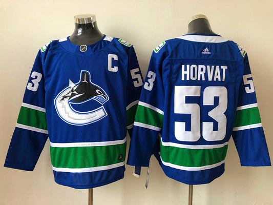 Men's Vancouver Canucks Bo Horvat #53 Blue Home Breakaway jersey