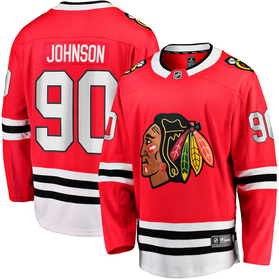Men's Chicago Blackhawks Tyler Johnson #90 Red Home Team Breakaway Player jersey