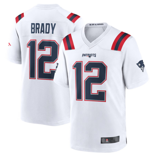 #12 Tom Brady Player NE.Patriots White Game Football Jerseys