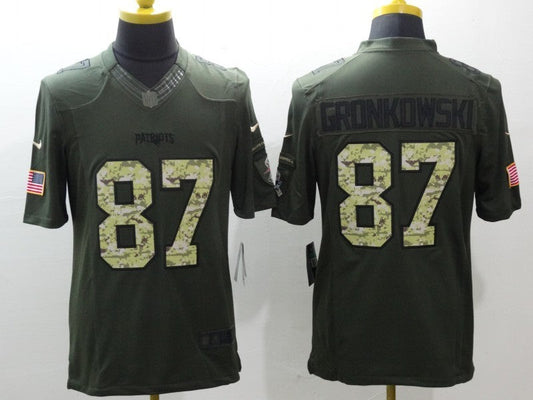 Men's New England Patriots Rob Gronkowski #87 Army Green Game jersey