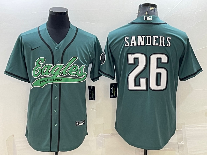 Men's Philadelphia Eagles Miles Sanders #26 Midnight Green Game jersey Joint Edition