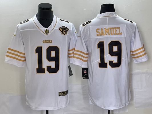 Men's San Francisco 49ers Deebo Samuel #19 White 75th Anniversary Game Player jersey