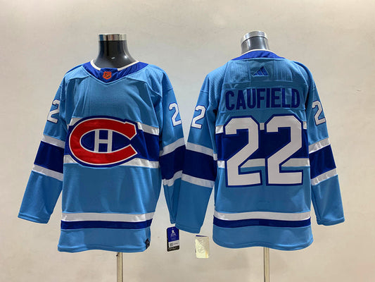 Men's Montreal Canadiens Cole Caufield #22 Blue Player jersey