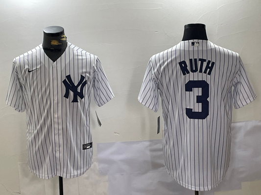 Men's New York Yankees Babe Ruth #3 White Game Player jersey
