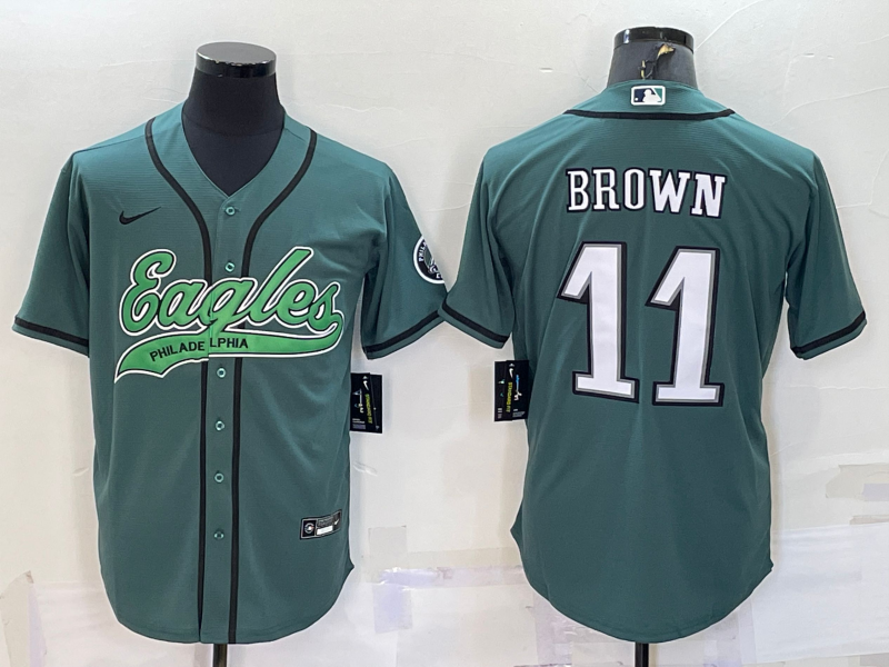 Men's Philadelphia Eagles A.J. Brown #11 Midnight Green Game jersey Joint Edition