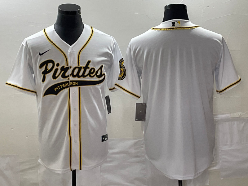 Men's Pittsburgh Pirates White Blank Replica jersey Joint Edition