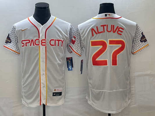 Men's Houston Astros Jose Altuve #27 White City Connect Replica Player jersey