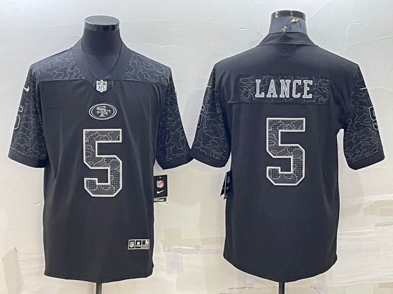 Men's San Francisco 49ers Trey Lance #5 Black RFLCTV Limited jersey