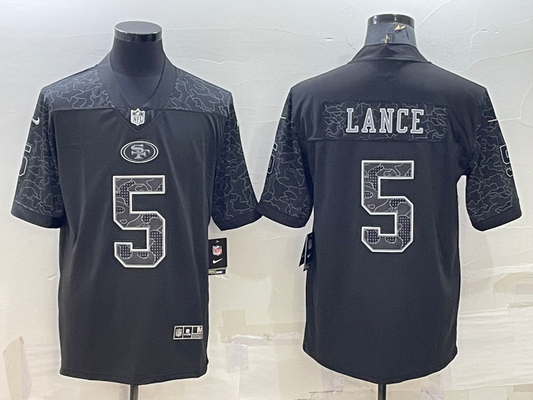 Men's San Francisco 49ers Trey Lance #5 Black RFLCTV Limited jersey