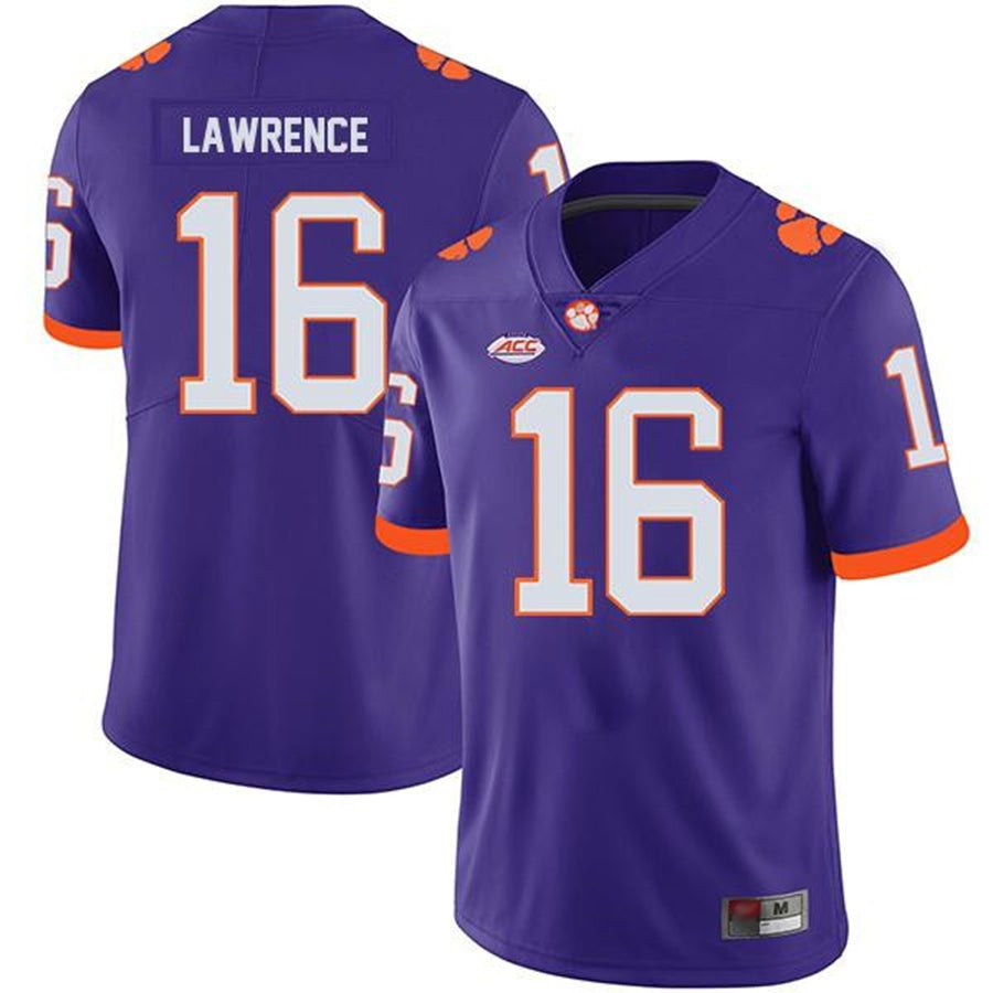 #16 Trevor Lawrence Player Purple C.Tigers Game College Jerseys