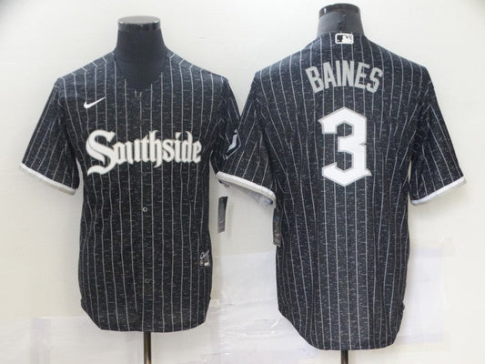 Men's Chicago White Sox Harold Baines #3 Black Replica Baseball jersey