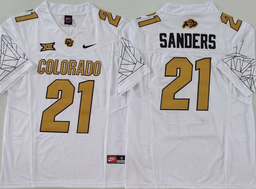 Men's Colorado Buffaloes Shilo Sanders #21 White Game Jersey