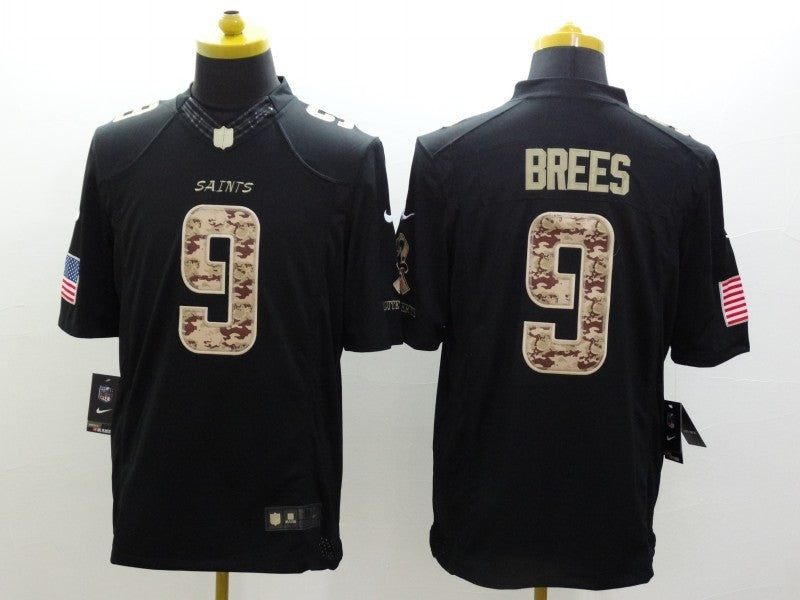 Men's New Orleans Saints Drew Brees #9 Black Team Game jersey