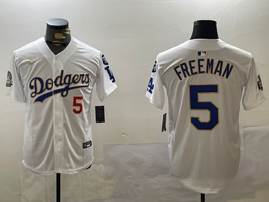 Men's Los Angeles Dodgers Freddie Freeman #5 White Game jersey