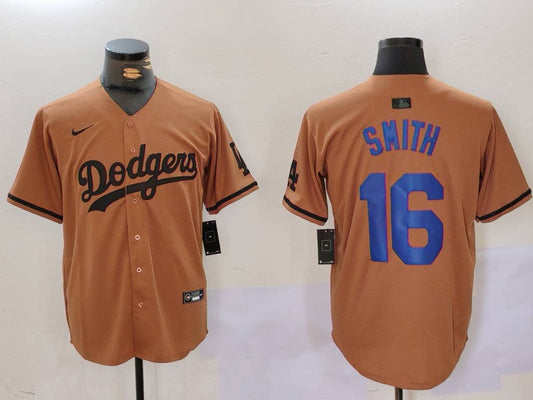 Men's Los Angeles Dodgers Will Smith #16 Brown Game Player jersey