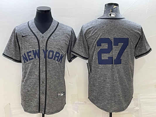 Men's New York Yankees Giancarlo Stanton #27 Gray Replica Team Name jersey