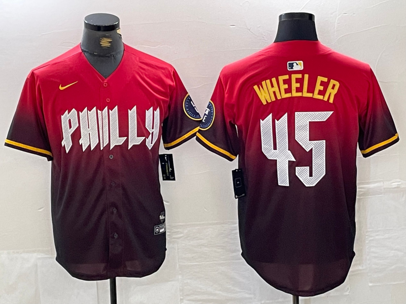 Men's Philadelphia Phillies Zack Wheeler #45 Red 2024 City Connect Limited Player jersey