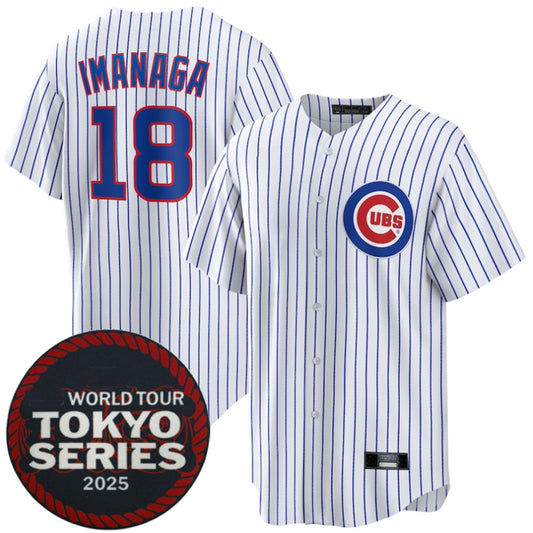 C.Cubs #18 Sh��-ta Imanaga Player White 2025 World Tour Tokyo Series Home Stitched Baseball Jerseys