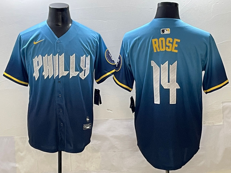 Men's Philadelphia Phillies Pete Rose #14 Blue City Connect Limited Player Jersey