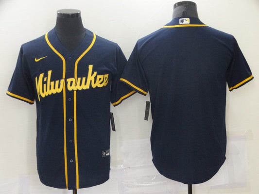 Men's Milwaukee Brewers Navy Replica Blank jersey