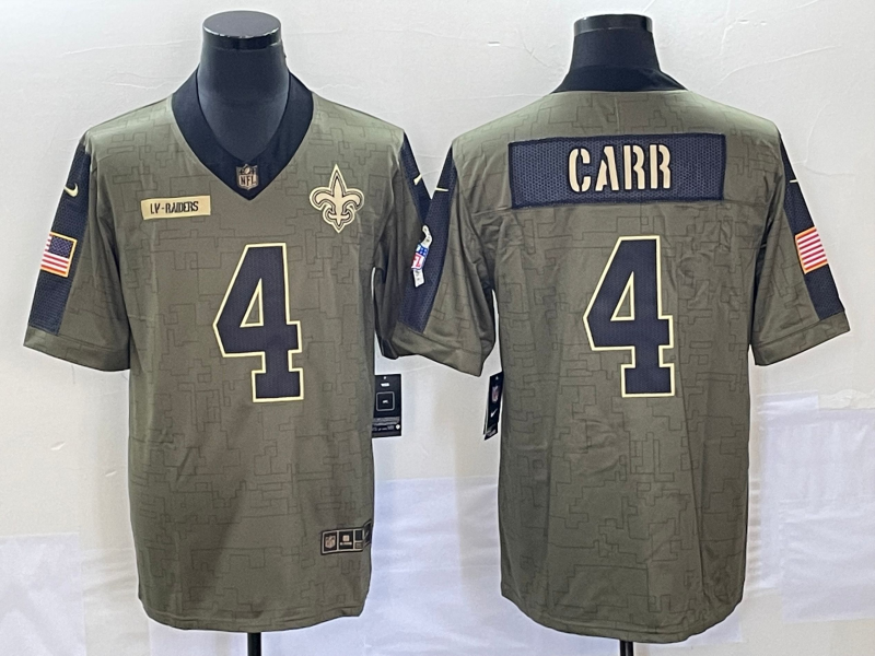 Men's New Orleans Saints Derek Carr #4 Brown Player Game jersey
