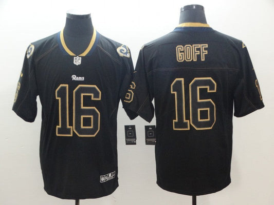 Men's Los Angeles Rams Jared Goff #16 Black Game jersey